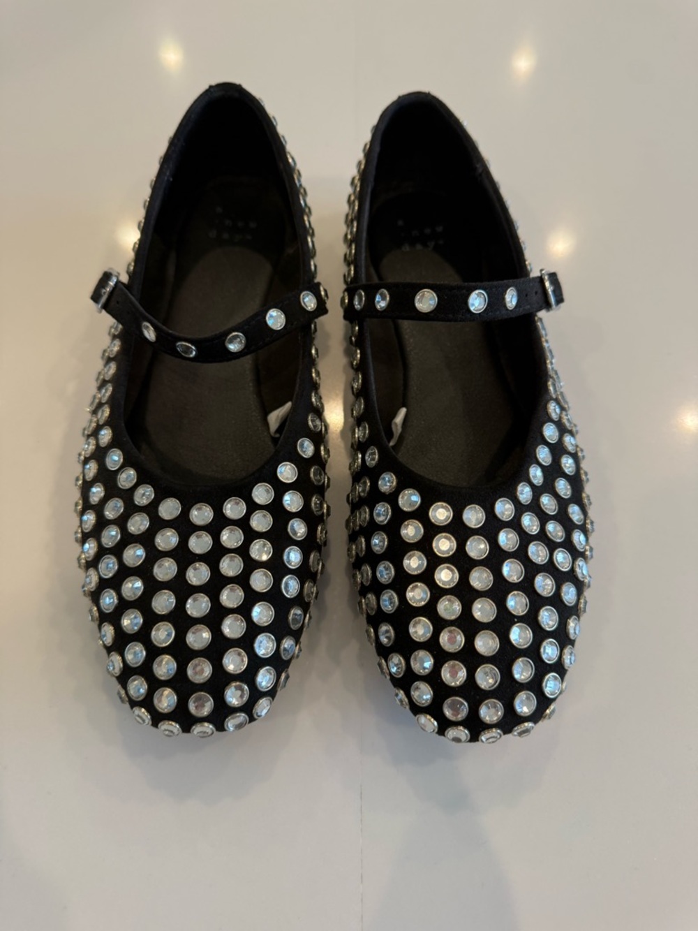 a new day Black Jeweled Mary Jane Flats